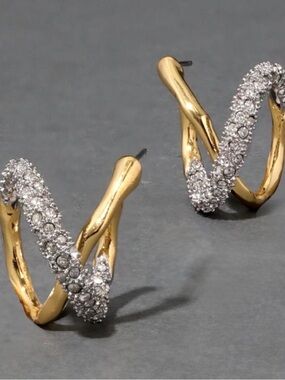 Alexis Bittar Solanales Twisted Orbit Earrings Gold Clear AP12